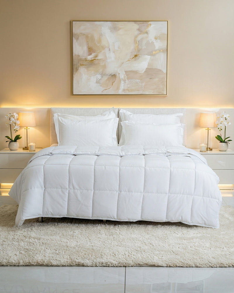 White quilts at home